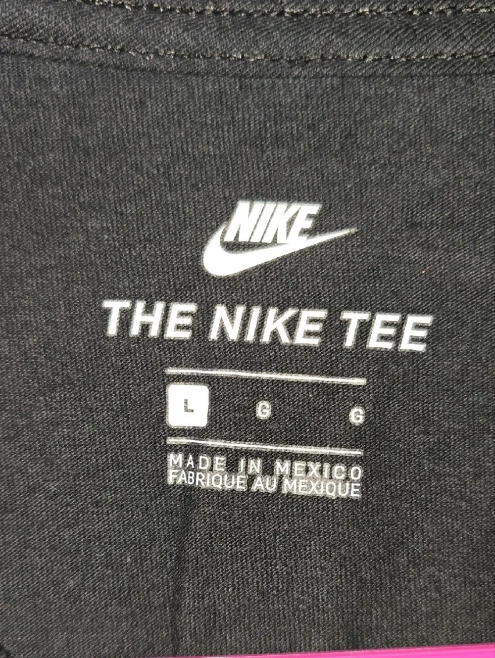 Nike Black T-Shirt with Pink & Blue Swooshes and Color-Block Sleeves - Picture 2 of 7